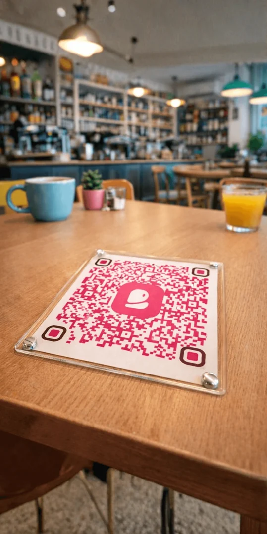 La fotocamera dell’app Byup inquadra il QR code sul tavolo