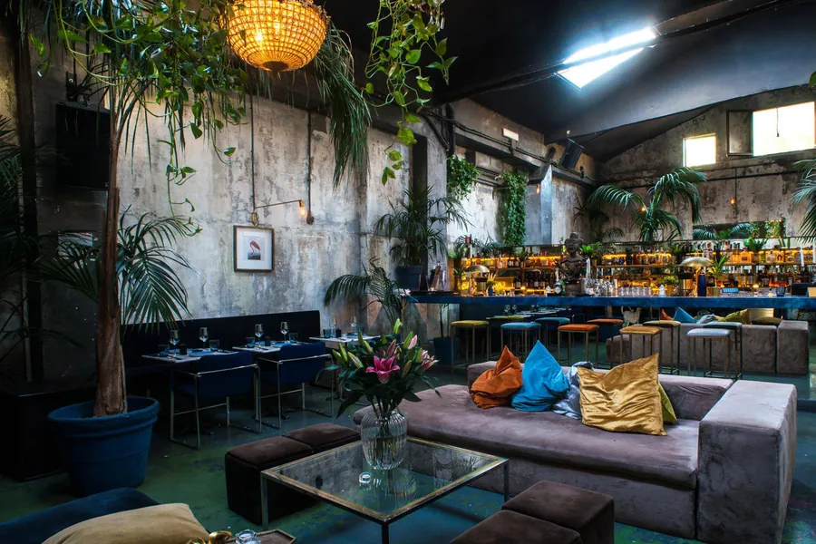 Lounge bar con divani e piante