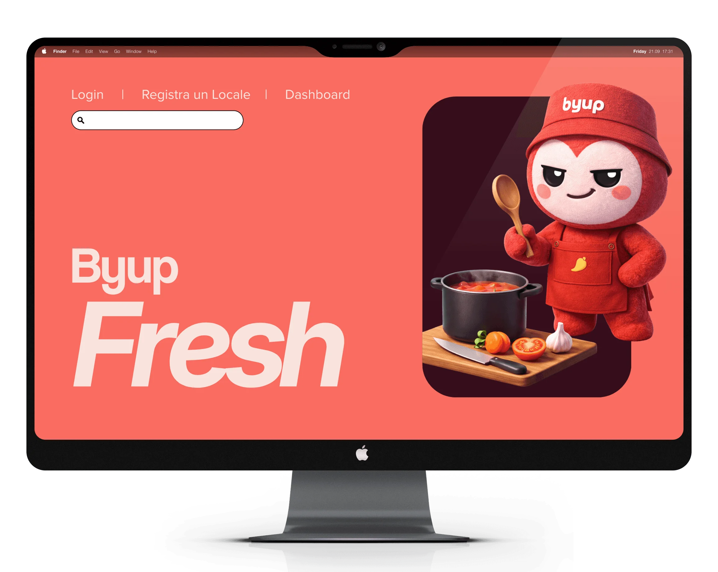 Il sito di Byup Fresh su iMac, con Byuppino chef