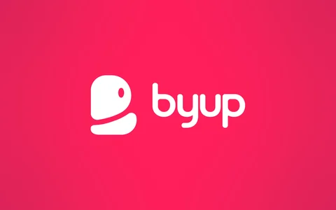 Il logo di Byup, bianco su sfondo magenta