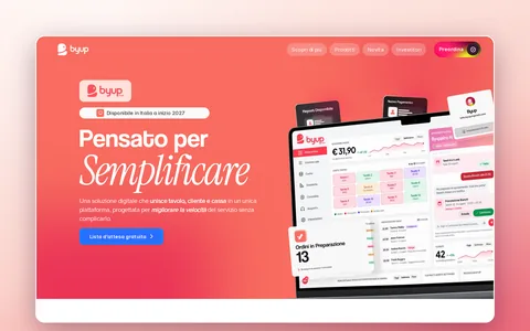 La nuova pagina Prodotti di byup.it: «Pensato per Semplificare», con il gestionale su un portatile
