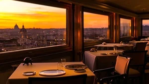Ristorante con vista su Roma al tramonto